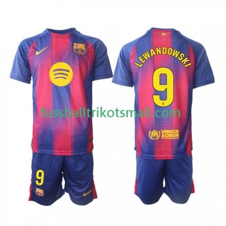 Fußballtrikots FC Barcelona Robert Lewandowski 9 Kinder 2025-2026 Kurzarm Heimtrikotsatz kaufen